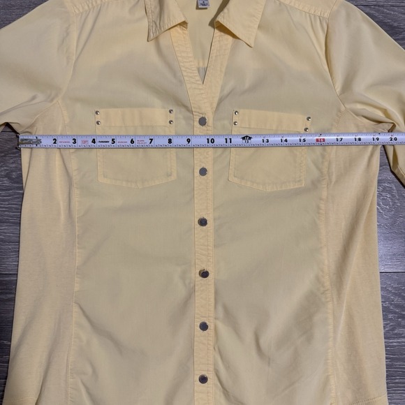 Croft & Barrow Women Y2K Yellow 3/4 Sleeve Button-Down Shirt S Business Casual - Picture 8 of 11